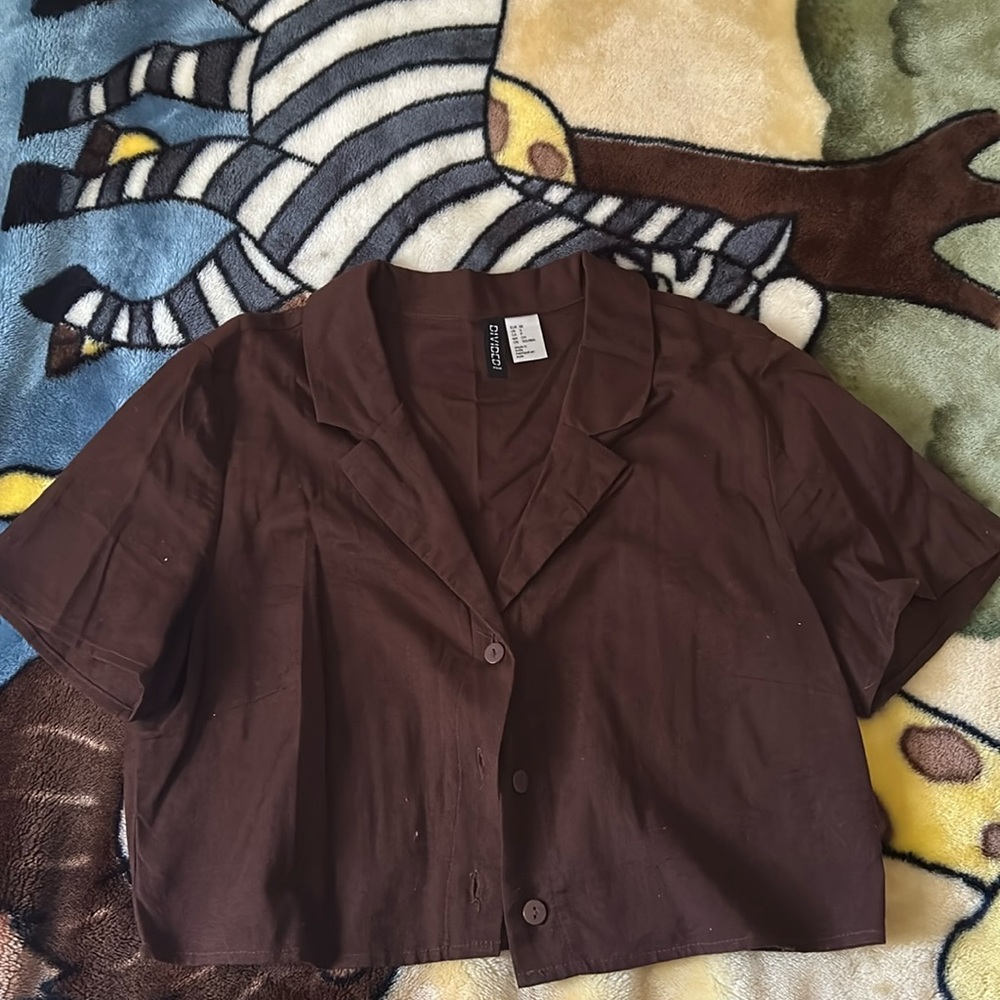 Brown flannel crop top